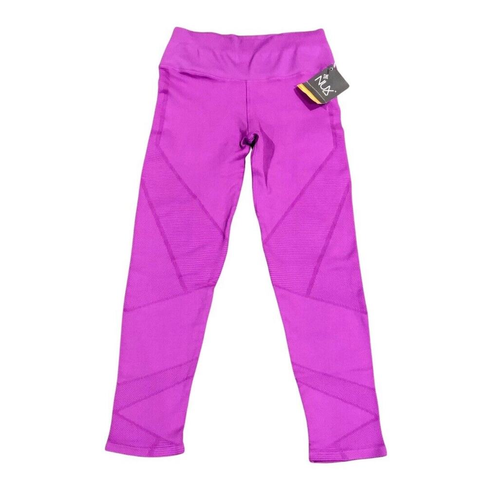 NUX Leggings Large Seamless Moderate Compression Purple High Waist NWT Crop - Picture 1 of 10